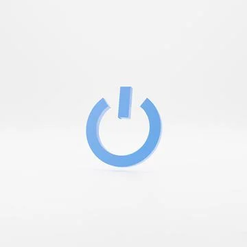 Minimal blue shutdown symbol on gray background. 3d rendering. Trendy 3d icon イラスト素材