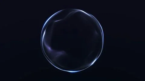 Minimal blue translucent orb with soft neon glow on dark background for a c.. Stock-Illustration