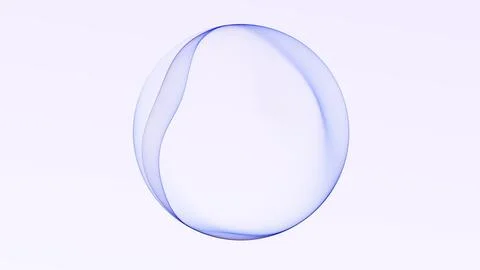 Minimal blue transparent sphere on light background with delicate flowing c.. Stock Illustration