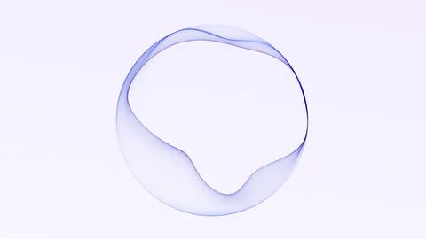 Minimal blue wave sphere on light background with airy transparent lines, s.. Stock Illustration