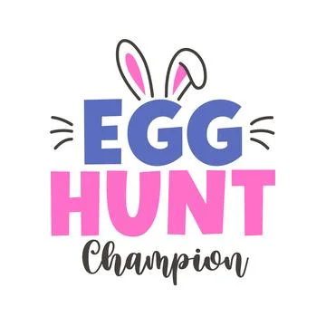 Minimal Bold Easter Typography Design with Egg Hunt Stock Illustration