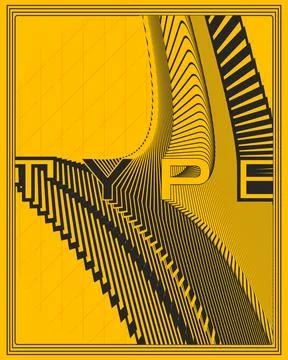 Minimal Bold Geometric Typography Poster Hypnotic Swirling Pattern Art Stock-Illustration