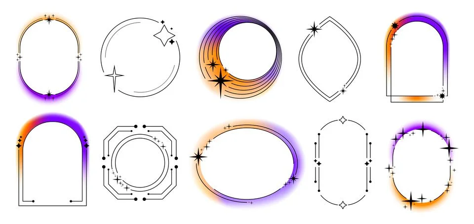 Minimal border frames with blur aura effects Stock Illustration