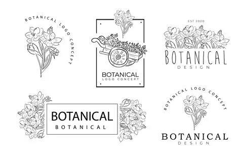 Minimal botanical floral abstract feminine style logo Stock Illustration