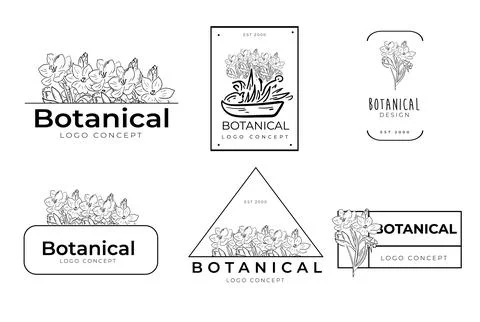 Minimal botanical floral organic natural abstract style logo Stock Illustration
