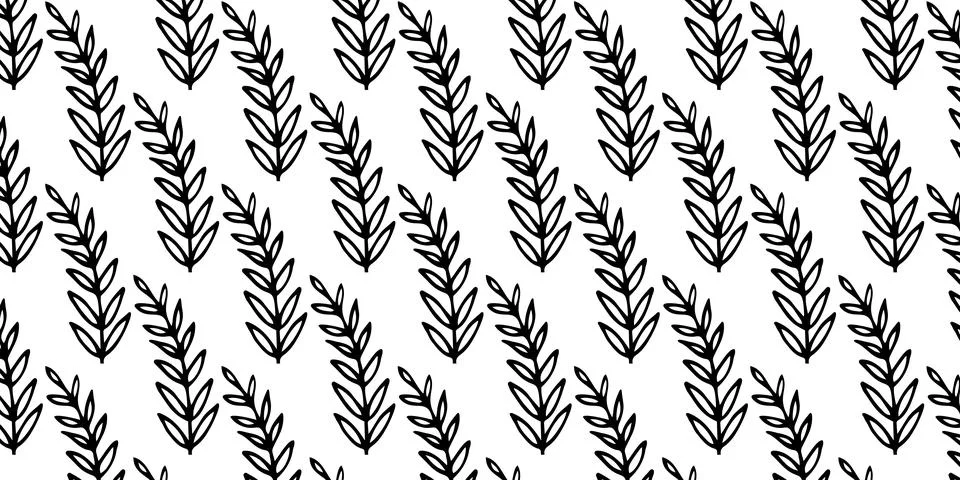 Minimal Botanical Leaf Seamless Pattern Background Stock Illustration