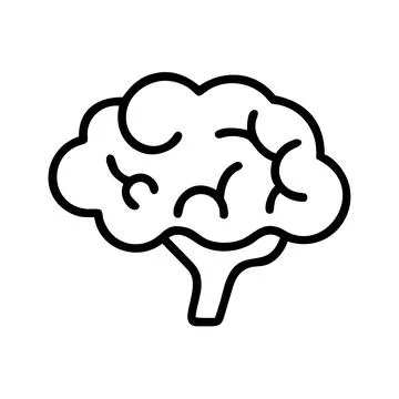 Minimal Brain Inspired Knowledge Icon for Education and AI Stock Illustration