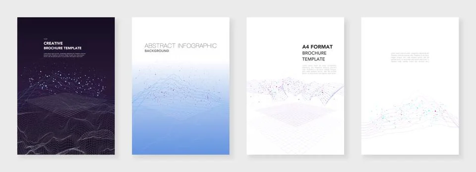 Minimal brochure templates. Big data visualization with lines and dots Illustrazione stock
