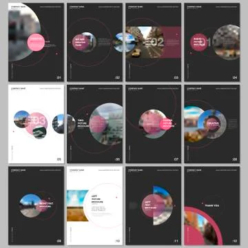 Minimal brochure templates with circle elements on black background. Templates イラスト素材