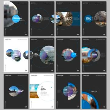 Minimal brochure templates with circle elements on black background. Templates Stock Illustration