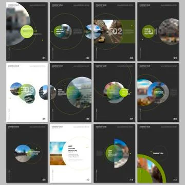 Minimal brochure templates with circle elements on black background. Templates Stock Illustration