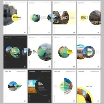 Minimal brochure templates with circle elements on white background. Templates イラスト素材