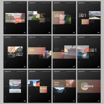 Minimal brochure templates with colorful gradient rectangles and square shapes Stock Illustration