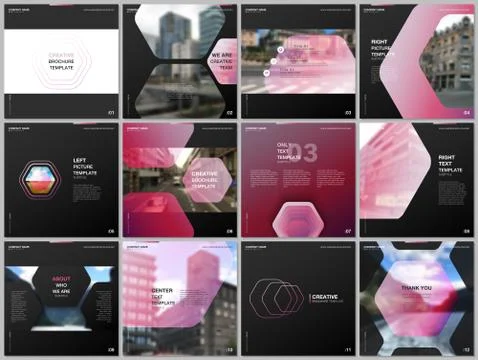Minimal brochure templates with hexagonal design red color pattern background 스톡 일러스트