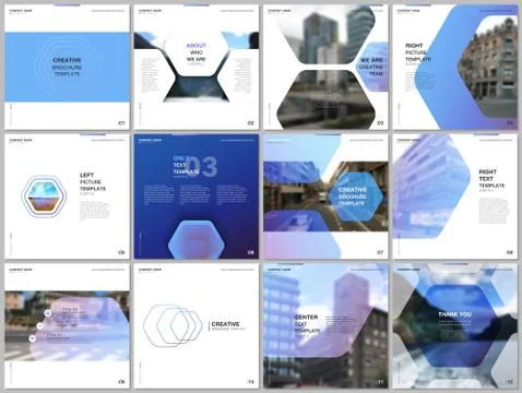 Minimal brochure templates with hexagonal design blue color pattern background 스톡 일러스트