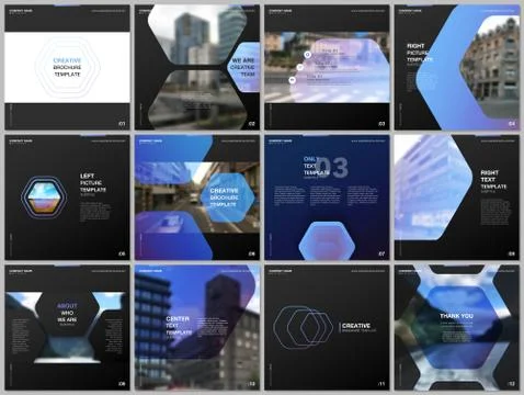 Minimal brochure templates with hexagonal design blue color pattern background Stockillustratie