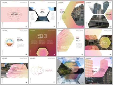 Minimal brochure templates with hexagonal design yellow color pattern background Stock Illustration