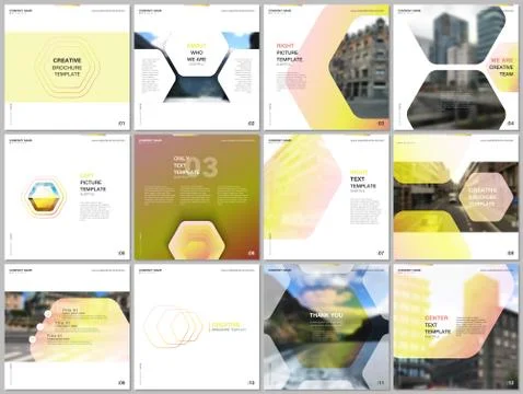 Minimal brochure templates with hexagonal design yellow color pattern background Stockillustratie