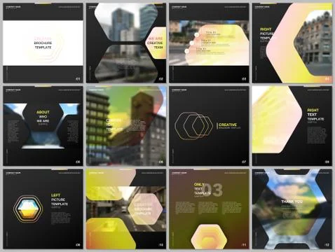 Minimal brochure templates with hexagonal design yellow color pattern background Stockillustratie