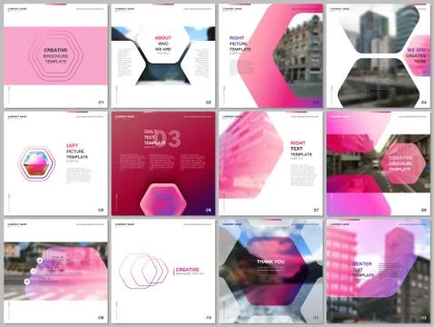 Minimal brochure templates with hexagonal design pink color pattern background 스톡 일러스트