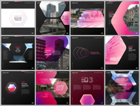 Minimal brochure templates with hexagonal design pink color pattern background 스톡 일러스트