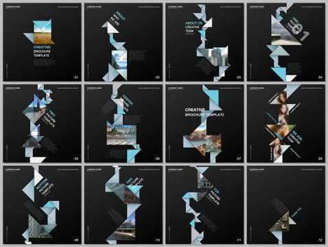 Minimal brochure templates with triangles, triangular shapes, polygons. Covers 스톡 일러스트