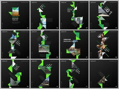 Minimal brochure templates with triangles, triangular shapes, polygons. Covers Stockillustratie