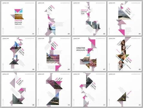 Minimal brochure templates with triangles, triangular shapes, polygons. Covers Stock Illustration