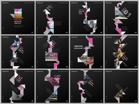 Minimal brochure templates with triangles, triangular shapes, polygons. Covers Stockillustratie