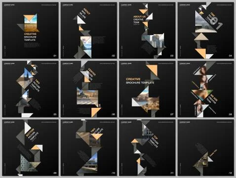 Minimal brochure templates with triangles, triangular shapes, polygons. Covers Stock Illustration