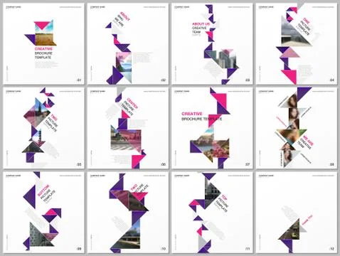 Minimal brochure templates with triangles, triangular shapes, polygons. Covers Illustrazione stock