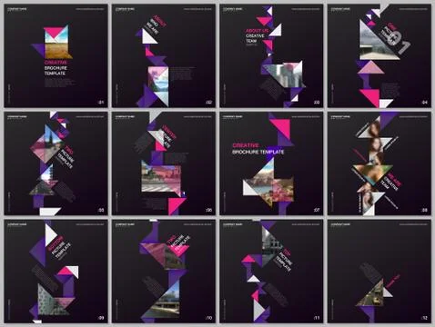 Minimal brochure templates with triangles, triangular shapes, polygons. Covers Stockillustratie