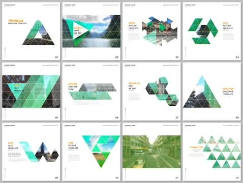 Minimal brochure templates with triangular design background, triangle style Stock Illustration