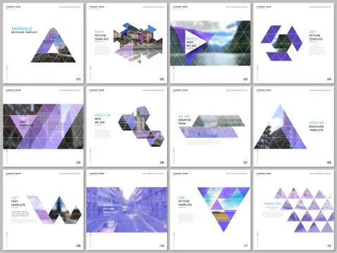 Minimal brochure templates with triangular design background, triangle style Stockillustratie