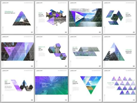 Minimal brochure templates with triangular design background, triangle style Stock Illustration