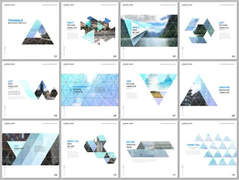Minimal brochure templates with triangular design background, triangle style Stock Illustration