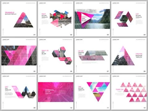 Minimal brochure templates with triangular design background, triangle style Stock Illustration