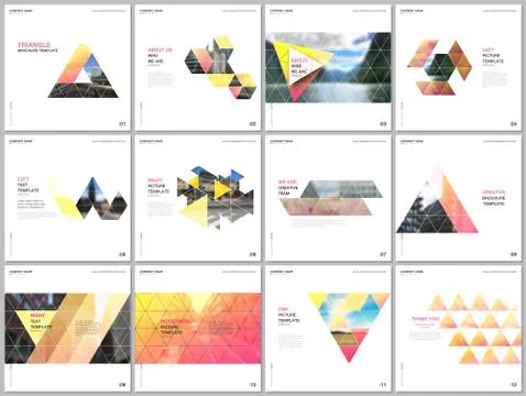 Minimal brochure templates with triangular design background, triangle style Stockillustratie