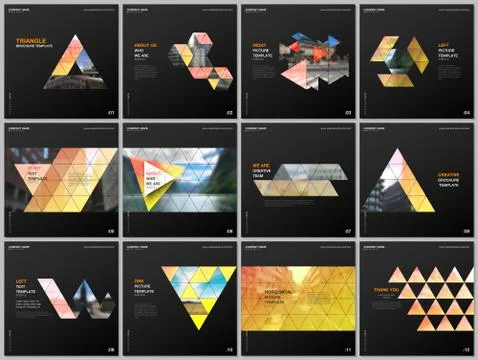 Minimal brochure templates with triangular design background, triangle style Stockillustratie
