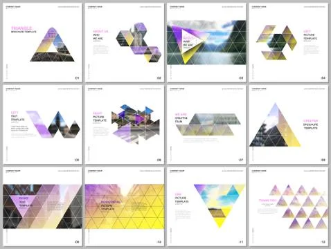 Minimal brochure templates with triangular design background, triangle style Stock Illustration