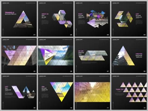 Minimal brochure templates with triangular design background, triangle style Ilustração Stock