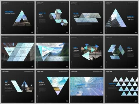 Minimal brochure templates with triangular design background, triangle style Stock Illustration