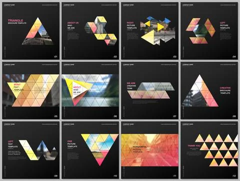 Minimal brochure templates with triangular design background, triangle style Stock Illustration