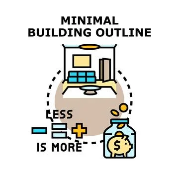 Minimal building interior design concept saving money Stock-Illustration