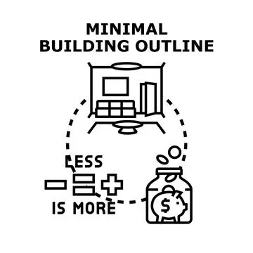 Minimal building interior design concept saving money Stock-Illustration