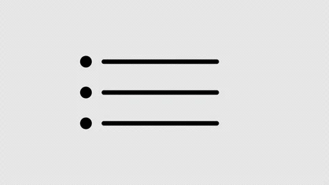 A minimal bullet list with black lines on white Stock Footage 337079925