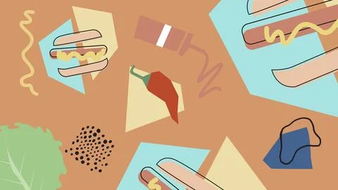 Minimal Burger and Tomato Background Stock Illustration