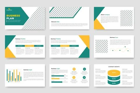 Minimal business plan presentation slide template design, corporate powerpo.. Stock Illustration