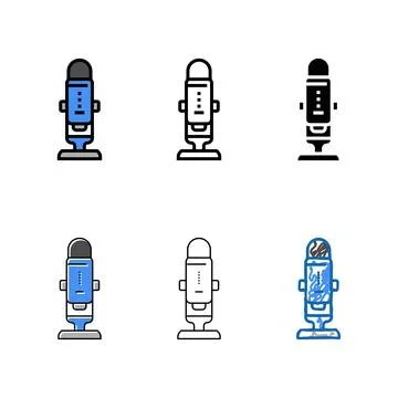 Minimal button mic microphone color icon vector Stock Illustration