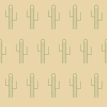 Minimal cactus silhouettes repeat in orderly rows across a warm beige 库存插图